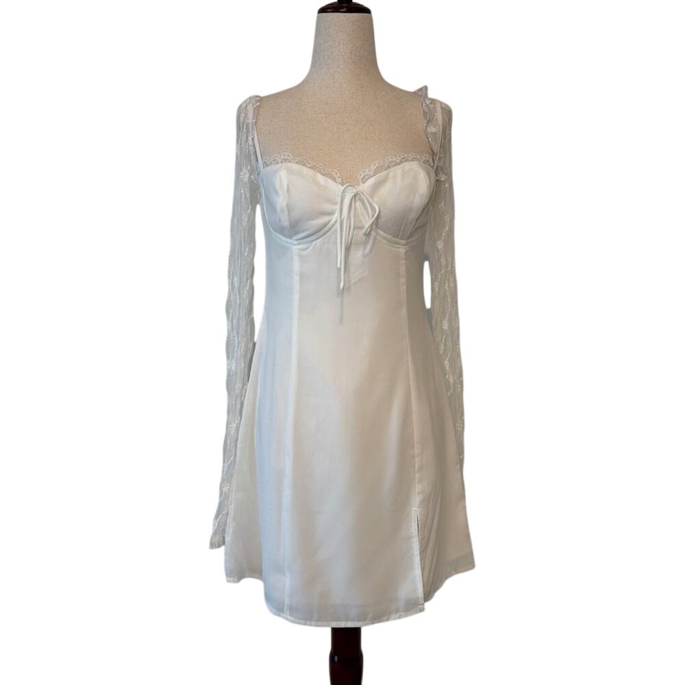 Princess Polly Ashwood Sweetheart Mini Dress, White, Size 4 *W/ FLAWS*